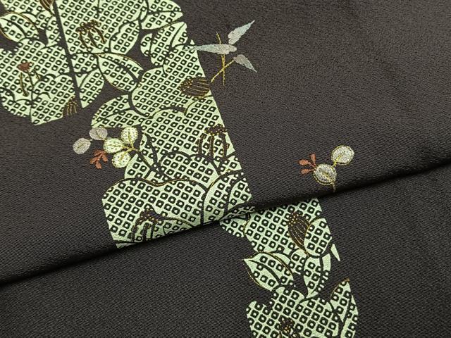 平和屋着物●訪問着　刺繍　草花文　金糸　金彩　正絹　逸品　AABK8104fy