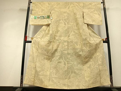 平和屋着物●本場手織結城紬　80亀甲　草花文　証紙付き　正絹　逸品　未使用　AABK8105fy