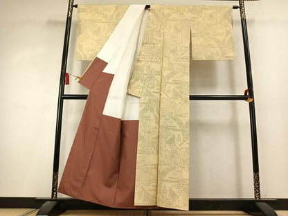 平和屋着物●本場手織結城紬　80亀甲　草花文　証紙付き　正絹　逸品　未使用　AABK8105fy