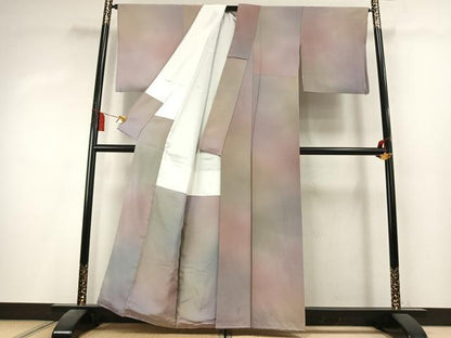 平和屋着物●染色作家　斉藤三才　小紋　霞文　暈し染め　反端付き　正絹　逸品　AABK8107fy
