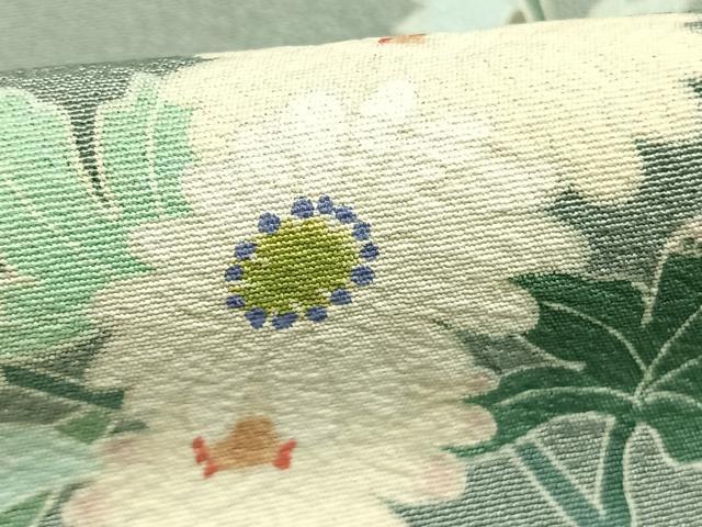 平和屋着物●訪問着　友禅　作家物　草花文　正絹　逸品　AABK8110fy
