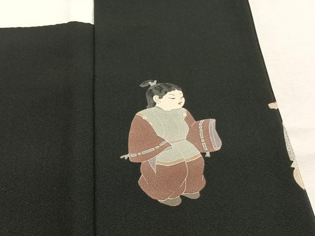 平和屋着物●十日町友禅作家　関口遼一　黒留袖　人物文　金銀彩　正絹　逸品　AABK8111fy
