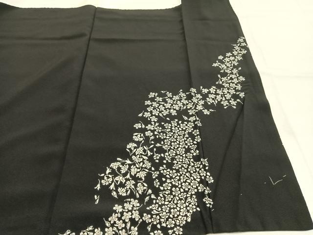 平和屋着物●訪問着　道長花文　黒地　金彩　正絹　逸品　AABK8113fy
