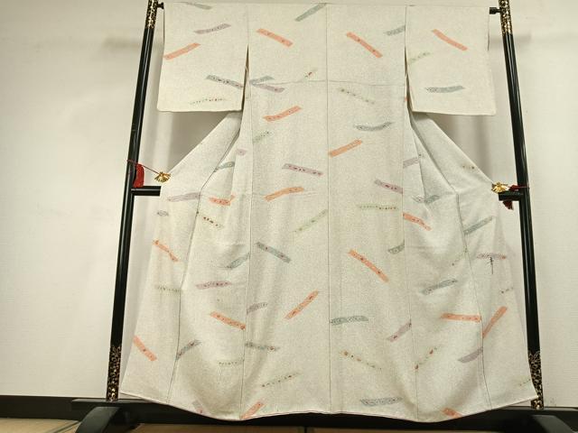 平和屋着物●京友禅の第一人者　松井青々　小紋　幾何学花文　金彩　正絹　逸品　AABK8116fy