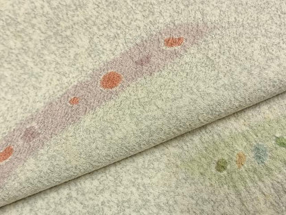 平和屋着物●京友禅の第一人者　松井青々　小紋　幾何学花文　金彩　正絹　逸品　AABK8116fy