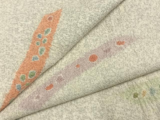 平和屋着物●京友禅の第一人者　松井青々　小紋　幾何学花文　金彩　正絹　逸品　AABK8116fy
