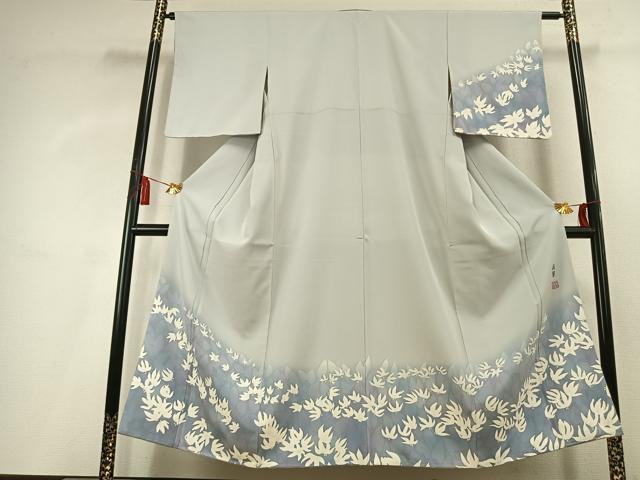 平和屋着物●染色作家　寺島利男　訪問着　舞花文　暈し染め　正絹　逸品　AABK8119fy
