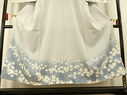平和屋着物●染色作家　寺島利男　訪問着　舞花文　暈し染め　正絹　逸品　AABK8119fy