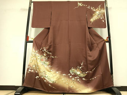 平和屋着物●訪問着　刺繍　雪輪花文　暈し染め　金糸　金銀彩　正絹　逸品　AABK8120fy