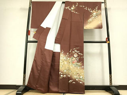 平和屋着物●訪問着　刺繍　雪輪花文　暈し染め　金糸　金銀彩　正絹　逸品　AABK8120fy