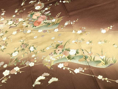平和屋着物●訪問着　刺繍　雪輪花文　暈し染め　金糸　金銀彩　正絹　逸品　AABK8120fy