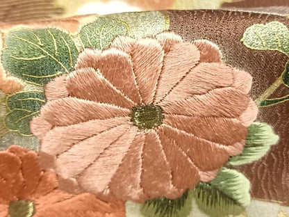 平和屋着物●訪問着　刺繍　雪輪花文　暈し染め　金糸　金銀彩　正絹　逸品　AABK8120fy