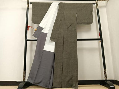平和屋着物●上質な紬　間道　正絹　逸品　AABK8124ph