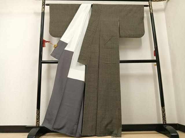 平和屋着物●上質な紬　間道　正絹　逸品　AABK8124ph