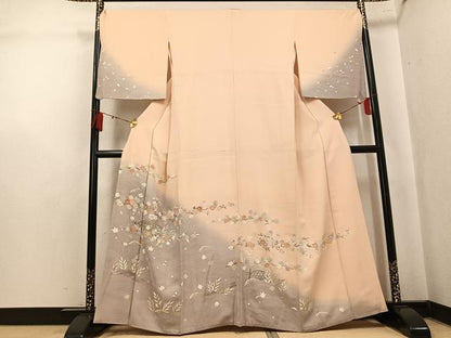平和屋着物●訪問着　草花文　暈し染め　金彩　正絹　逸品　AABK8126ph