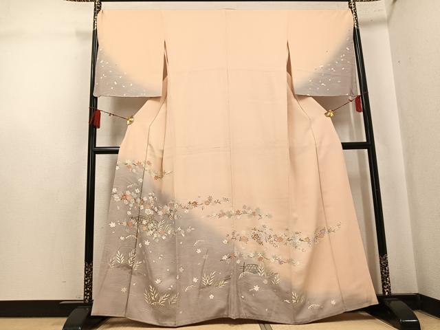 平和屋着物●訪問着　草花文　暈し染め　金彩　正絹　逸品　AABK8126ph