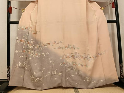 平和屋着物●訪問着　草花文　暈し染め　金彩　正絹　逸品　AABK8126ph