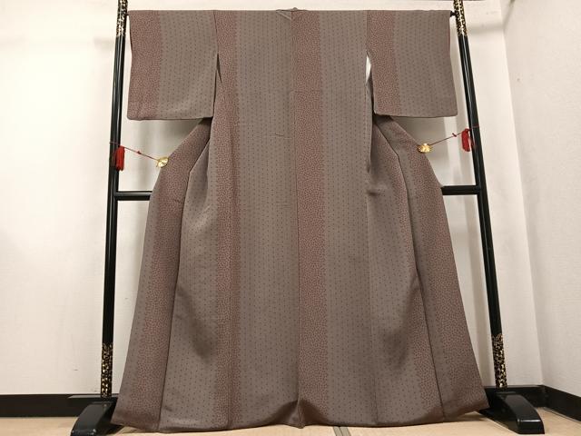 平和屋着物●上質な小紋　麻の葉文様　鬼しぼ縮緬　正絹　逸品　AABK8127ph