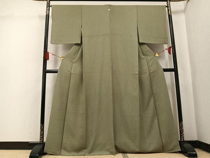 平和屋着物●上質な色無地　霞地紋　利休茶色　正絹　逸品　AABK8129ph