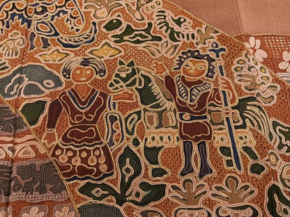 平和屋着物●訪問着　総刺繍　中国三大刺繍　汕頭刺繍　スワトウ刺繍　人物壁画文様　金糸　鬼しぼ縮緬　正絹　逸品　AABK8139ph