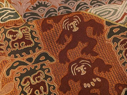 平和屋着物●訪問着　総刺繍　中国三大刺繍　汕頭刺繍　スワトウ刺繍　人物壁画文様　金糸　鬼しぼ縮緬　正絹　逸品　AABK8139ph
