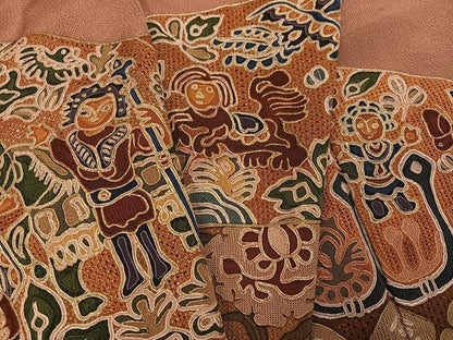 平和屋着物●訪問着　総刺繍　中国三大刺繍　汕頭刺繍　スワトウ刺繍　人物壁画文様　金糸　鬼しぼ縮緬　正絹　逸品　AABK8139ph
