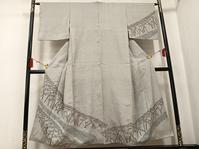 平和屋着物●訪問着　紬地　笹竹文　正絹　逸品　AABK8141ph