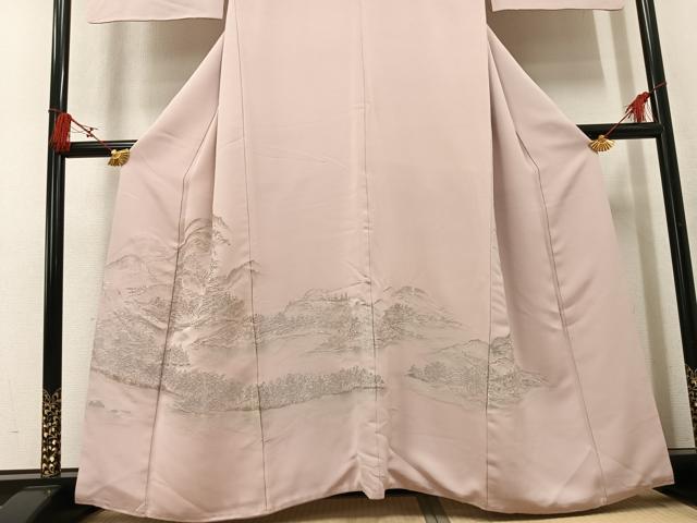 平和屋着物●豪華色留袖　寿光織　風景文　銀糸　正絹　逸品　AABK8142ph