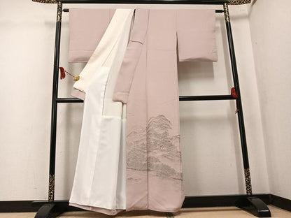 平和屋着物●豪華色留袖　寿光織　風景文　銀糸　正絹　逸品　AABK8142ph