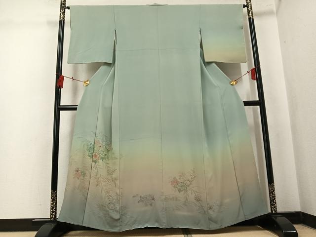 平和屋着物●中国三大刺繍　汕頭刺繍　スワトウ刺繍　訪問着　総刺繍　草花文　暈し染め　正絹　逸品　AABK8144ph