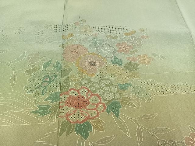 平和屋着物●中国三大刺繍　汕頭刺繍　スワトウ刺繍　訪問着　総刺繍　草花文　暈し染め　正絹　逸品　AABK8144ph