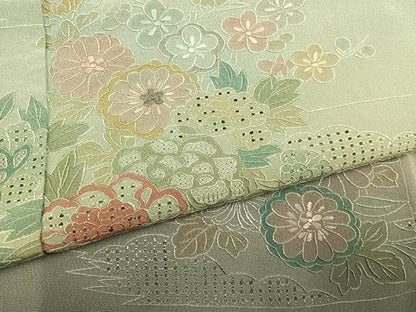 平和屋着物●中国三大刺繍　汕頭刺繍　スワトウ刺繍　訪問着　総刺繍　草花文　暈し染め　正絹　逸品　AABK8144ph