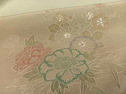 平和屋着物●中国三大刺繍　汕頭刺繍　スワトウ刺繍　訪問着　総刺繍　草花文　暈し染め　正絹　逸品　AABK8144ph
