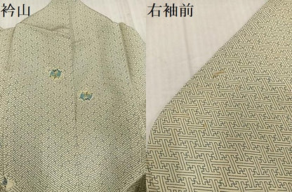 平和屋着物●上質な小紋　糸巻き花紗綾型文　正絹　逸品　AABK8146ph
