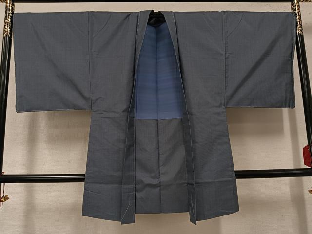 平和屋着物●男性　大島紬　アンサンブル　格子　反端付き　正絹　逸品　未使用　AABK8152ph
