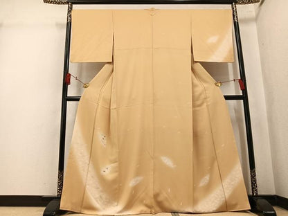 平和屋着物●訪問着　刺繍　舞葉文　暈し染め　金彩　正絹　逸品　AABK8156ph