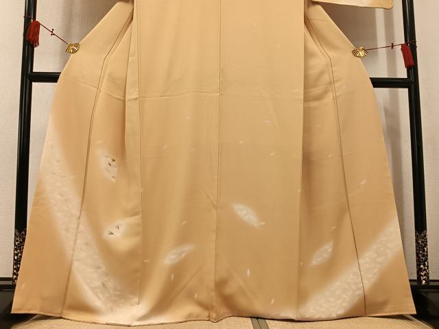 平和屋着物●訪問着　刺繍　舞葉文　暈し染め　金彩　正絹　逸品　AABK8156ph