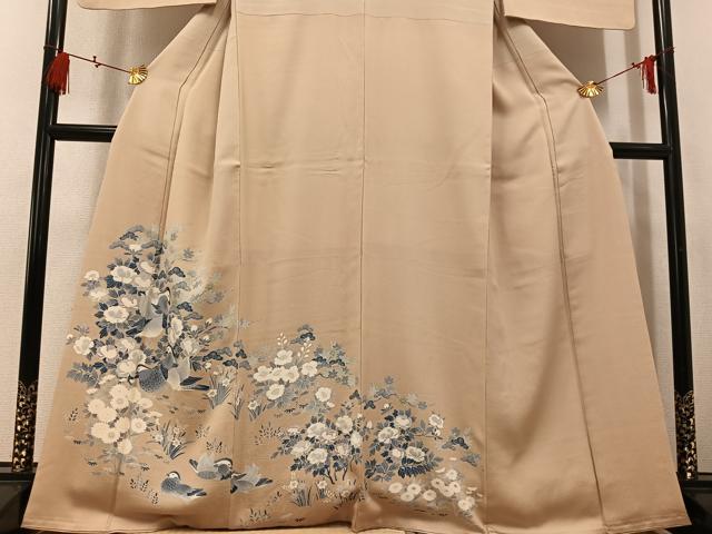 平和屋着物●豪華色留袖　友禅　鴛鴦枝花文　正絹　逸品　AABK8157ph