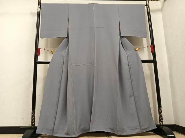 平和屋着物●上質な色無地　銀鼠色　正絹　逸品　AABK8161ph