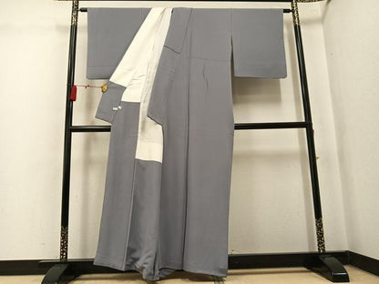 平和屋着物●上質な色無地　銀鼠色　正絹　逸品　AABK8161ph