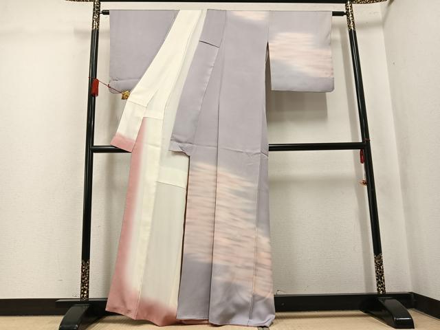 平和屋着物●訪問着　霞文　暈し染め　正絹　逸品　AABK8163ph