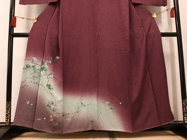 平和屋着物●訪問着　刺繍　葡萄　栗鼠　暈し染め　金銀彩　やまと誂製　正絹　逸品　AABK8165ph