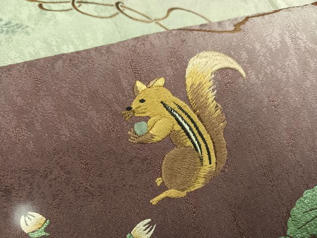 平和屋着物●訪問着　刺繍　葡萄　栗鼠　暈し染め　金銀彩　やまと誂製　正絹　逸品　AABK8165ph