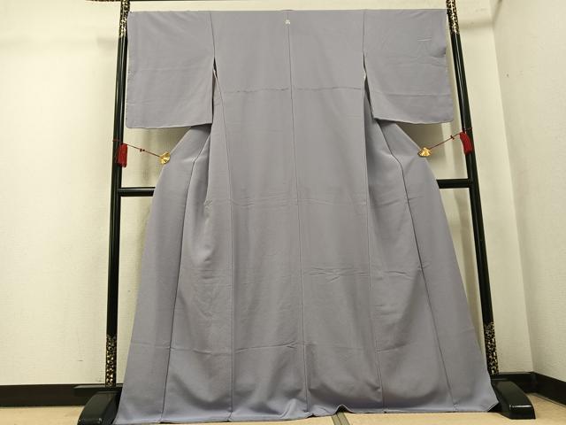 平和屋着物●上質な色無地　銀鼠色　ロング丈　正絹　逸品　AABK8168ph