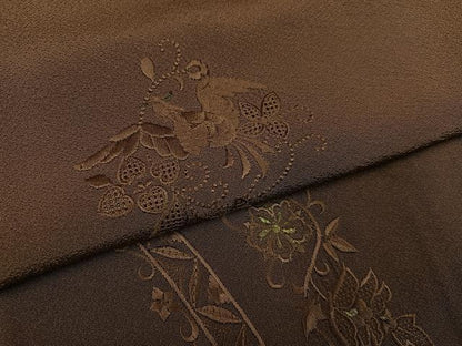平和屋着物●中国三大刺繍　汕頭刺繍　スワトウ刺繍　訪問着　総刺繍　花鳥文　暈し染め　正絹　逸品　AABK8169ph