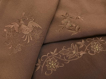 平和屋着物●中国三大刺繍　汕頭刺繍　スワトウ刺繍　訪問着　総刺繍　花鳥文　暈し染め　正絹　逸品　AABK8169ph