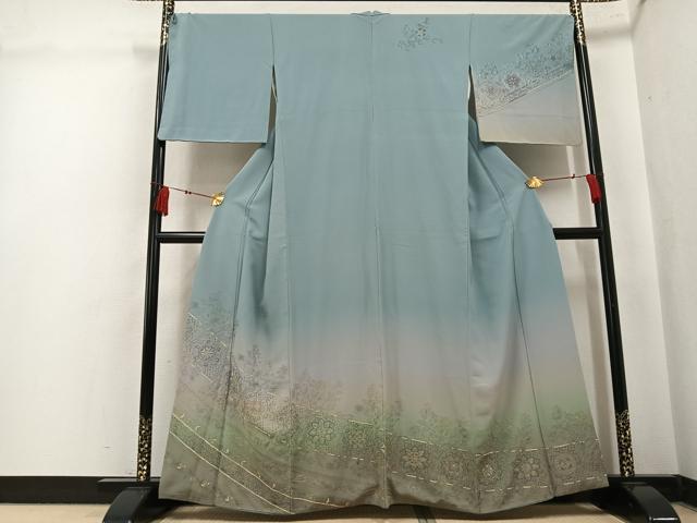 平和屋着物●中国三大刺繍　汕頭刺繍　スワトウ刺繍　訪問着　総刺繍　草花文　暈し染め　正絹　逸品　AABK8172ph