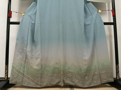 平和屋着物●中国三大刺繍　汕頭刺繍　スワトウ刺繍　訪問着　総刺繍　草花文　暈し染め　正絹　逸品　AABK8172ph