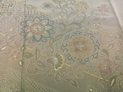 平和屋着物●中国三大刺繍　汕頭刺繍　スワトウ刺繍　訪問着　総刺繍　草花文　暈し染め　正絹　逸品　AABK8172ph