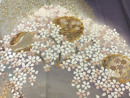 平和屋着物●豪華色留袖　駒刺繍　雪輪花文　暈し染め　金銀彩　正絹　逸品　AABK8173ph